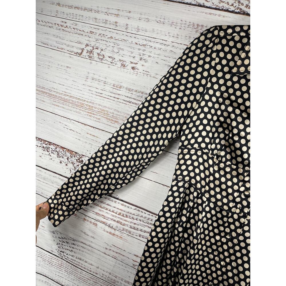 Nanette Lepore Dress Women's 2 Black Polka Dot Silk Shirt Fit Flare Knee Length - Picture 7 of 12